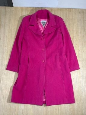 VTG Marvin Richards Trench Coat Women’s Hot Pink Wool Long Button Front Lined